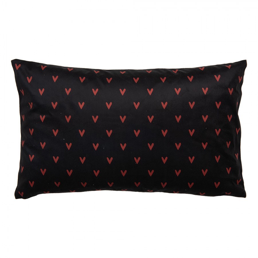 Černo-bílý povlak na polštář se srdíčky Heart & Smile - 30*50 cm