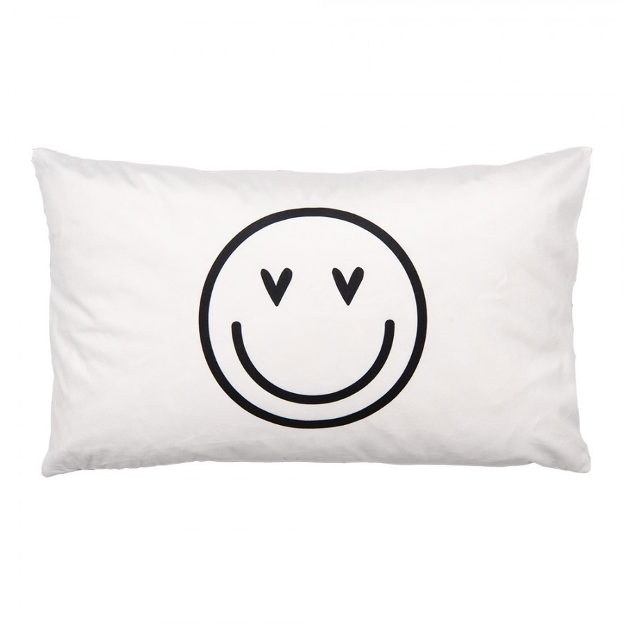 Černo-bílý povlak na polštář se smajlíky Heart & Smile - 30*50 cm