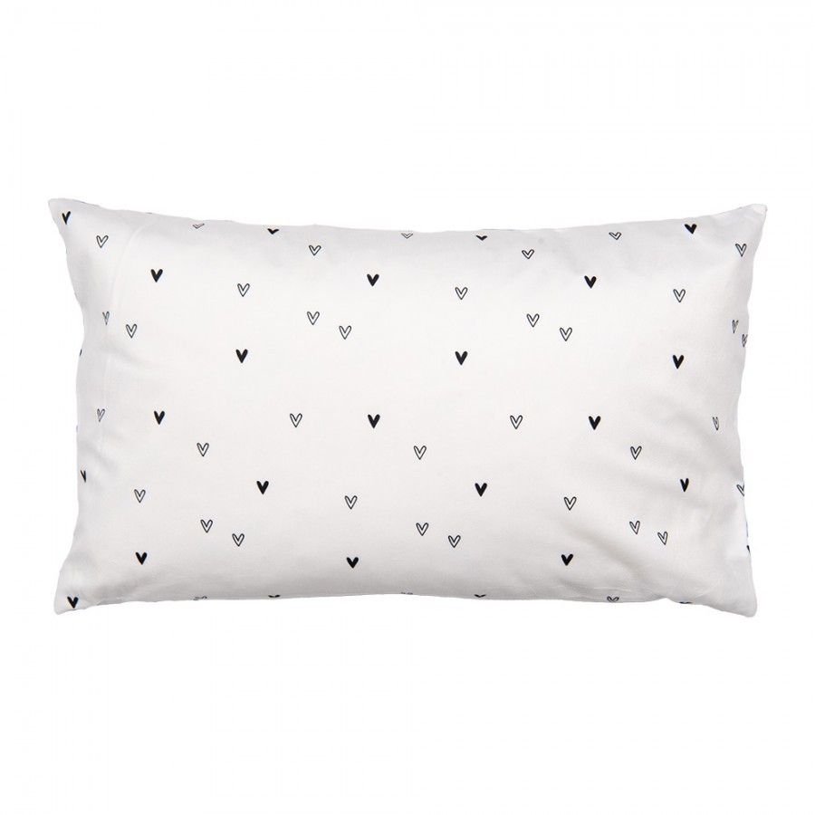 Černo-bílý povlak na polštář se srdíčky Love Heart & Smile - 30*50 cm