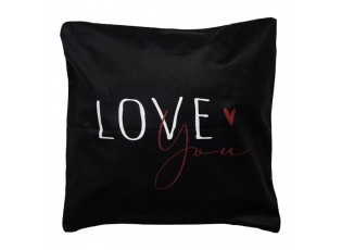 Bílo-černý povlak na polštář se srdíčkem Love you Heart & Smile - 45*45 cm