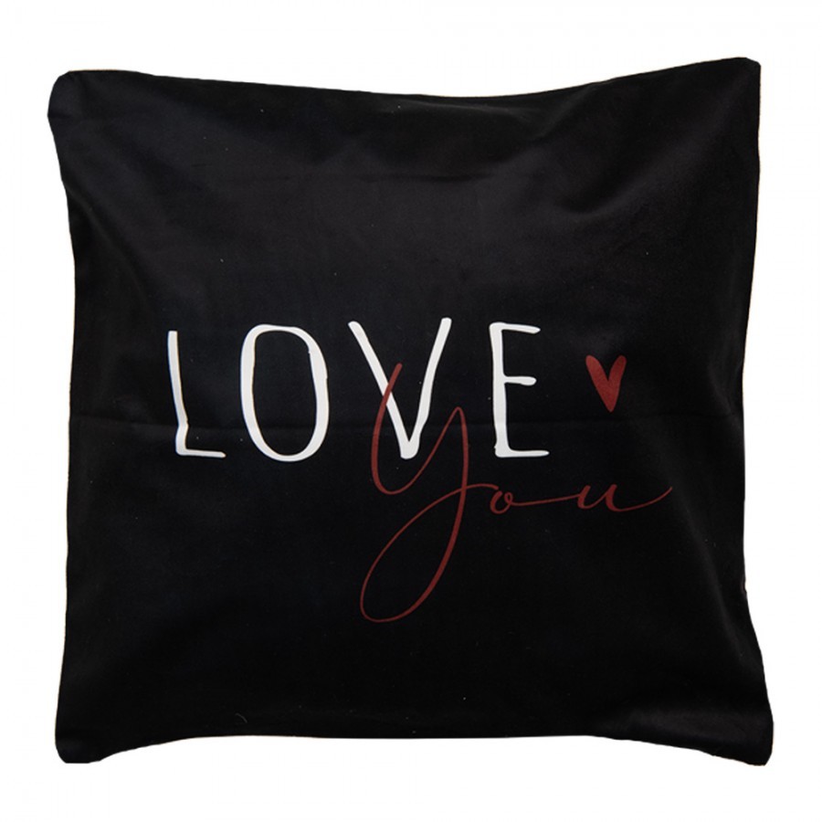 Bílo-černý povlak na polštář se srdíčkem Love you Heart & Smile - 45*45 cm