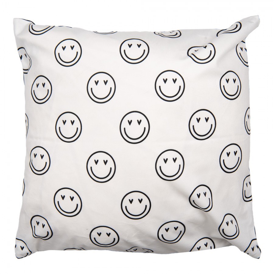 Černo-bílý povlak na polštář se smajlíky Heart & Smile - 45*45 cm