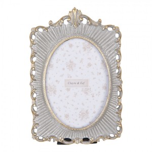 Šedo-zlatý antik fotorámeček s ornamenty - 18*2*26 cm / 13*18 cm