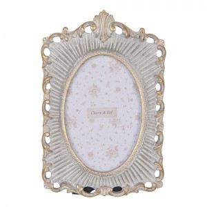 Šedo-zlatý antik fotorámeček s ornamenty - 15*2*23 cm / 10*15 cm