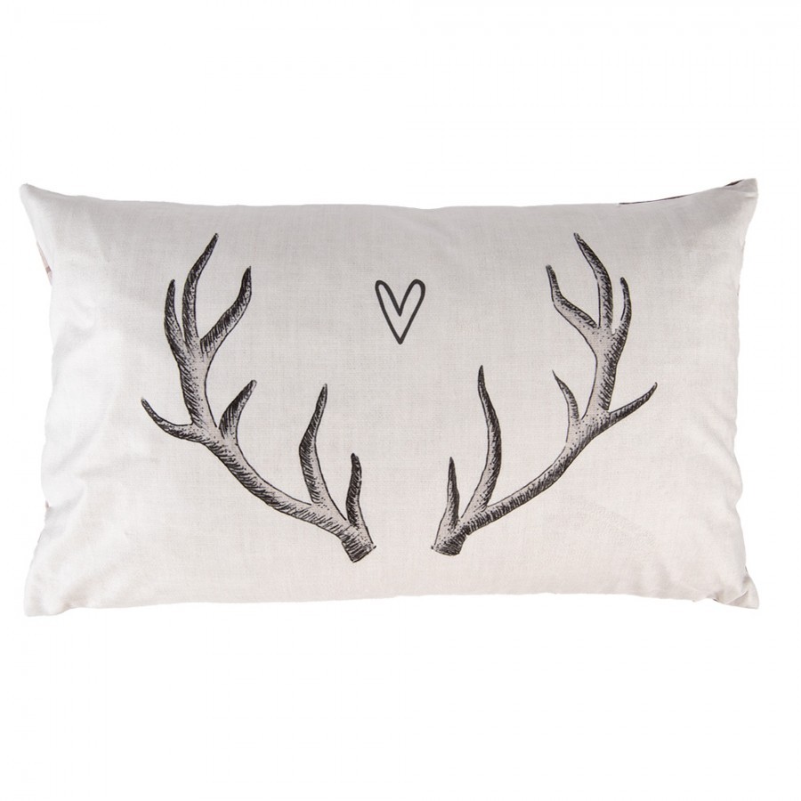 Béžový povlak na polštář s parožím Love Deer - 30*50 cm
