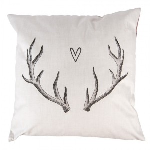 Béžový povlak na polštář s parožím Love Deer - 45*45 cm