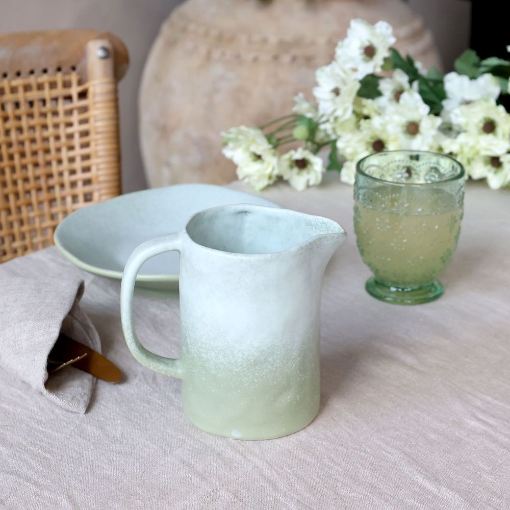 Zelený rustikální džbán Valence Dusty Verte - 13*9*12 cm / 500 ml 