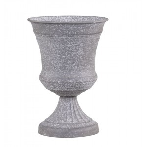 Zinková antik plechová váza na noze Wallier - Ø 14*20 cm