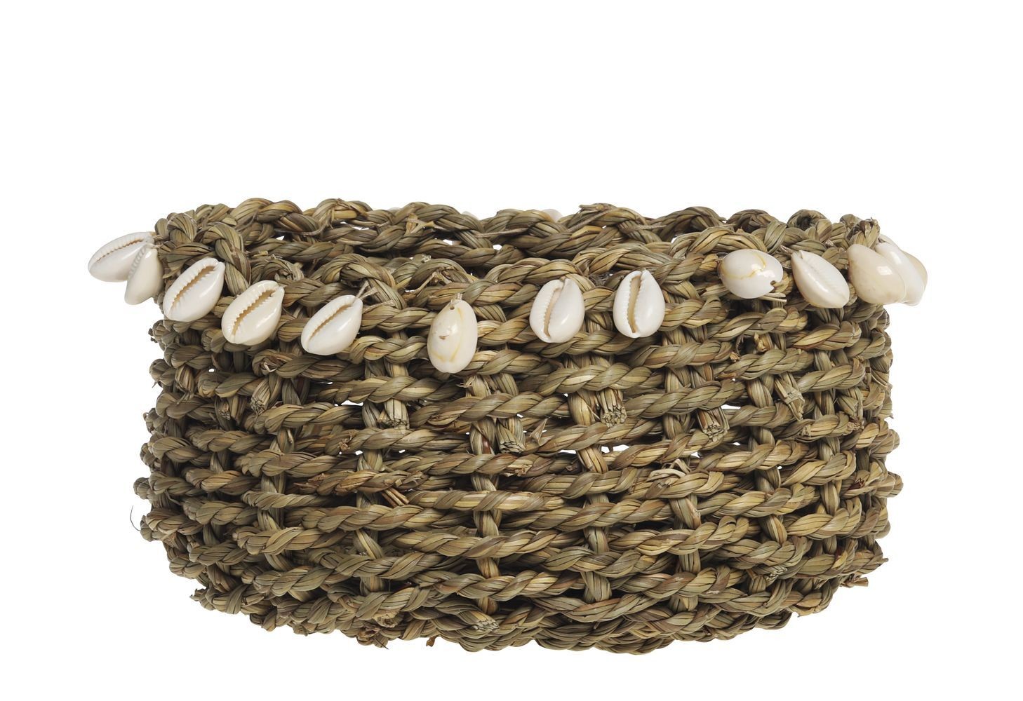 Košík z mořské trávy zdobený mušlemi Shells - Ø 10*18 cm