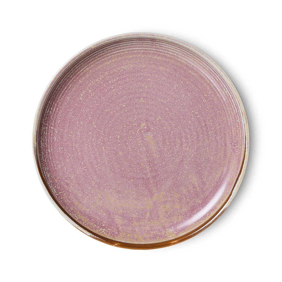 Rustikálně růžový porcelánový dezertní talíř Chef - Ø 20*3 cm 