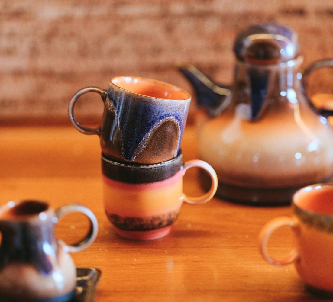 Modro pomerančově hnědý hrnek Arabica - 10*7*8cm / 250 ml 