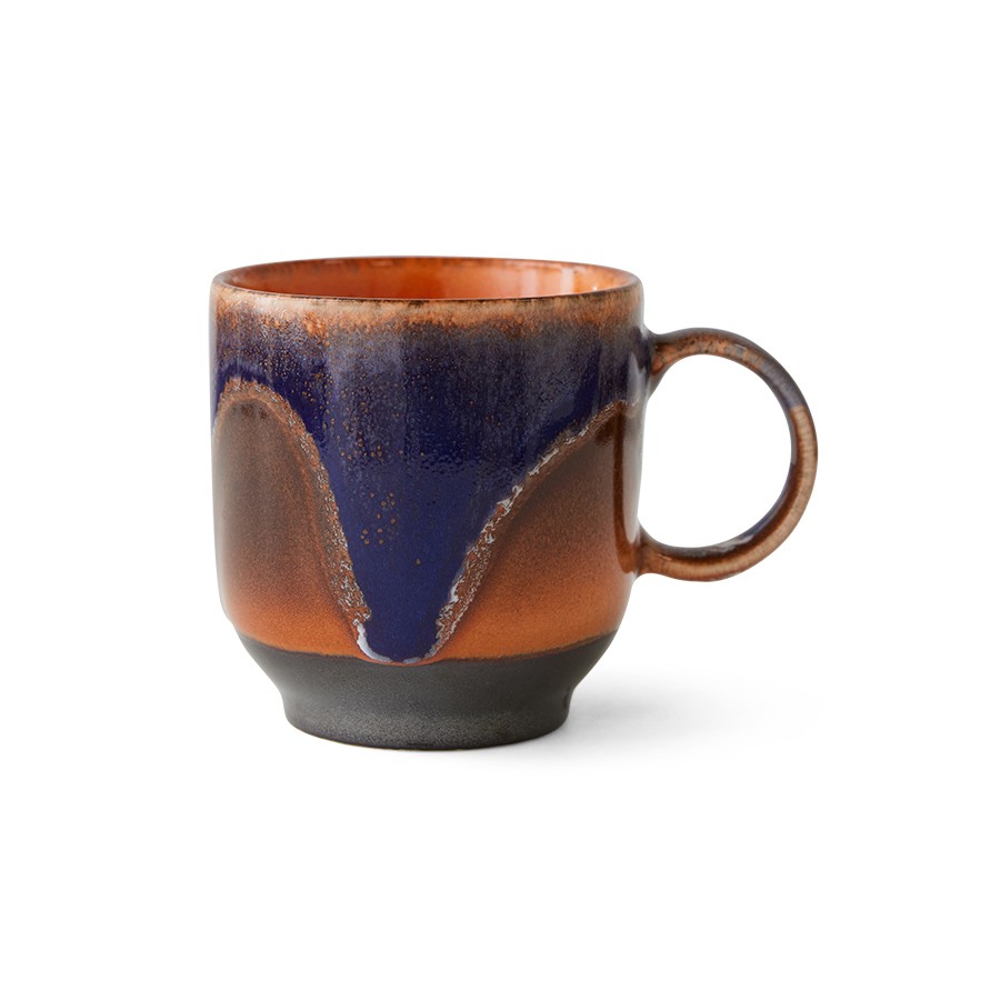 Modro pomerančově hnědý hrnek Arabica - 10*7*8cm / 250 ml 