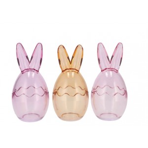 3ks barevná skleněná dóza vajíčko s oušky Rabbi - Ø 10*22 cm