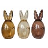 3ks hnědá skleněná dóza vajíčko s oušky Rabbi - Ø 8*17 cm Barva: béžová, světle hnědá, hnědáMateriál: sklo 