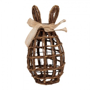 Hnědá proutěná dekorace vajíčko s oušky - 16*16*31 cm