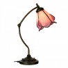 Stolní lampa Tiffany s růžovým stínidlem květ Bloom - 26*19*50 cm Barva: růžová, hnědáMateriál: opálové sklo/ PolyresinHmotnost: 1,55 kgParametry : E14/max* 1*25W