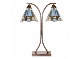 Béžovo-hnědá stolní lampa tiffany Annie - 48*19*57 cm E27/ma* 2*60W