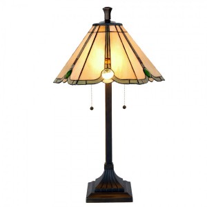 Béžovo-hnědá stolní lampa tiffany Jeannine - Ø 40*67 cm / E27/ 2*60W
