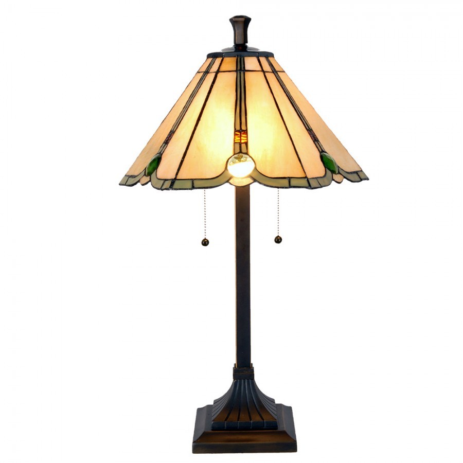 Béžovo-hnědá stolní lampa tiffany Jeannine - Ø 40*67 cm / E27/ 2*60W