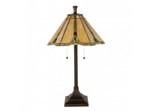 Béžovo-hnědá stolní lampa tiffany Jeannine - Ø 40*67 cm / E27/ 2*60W
