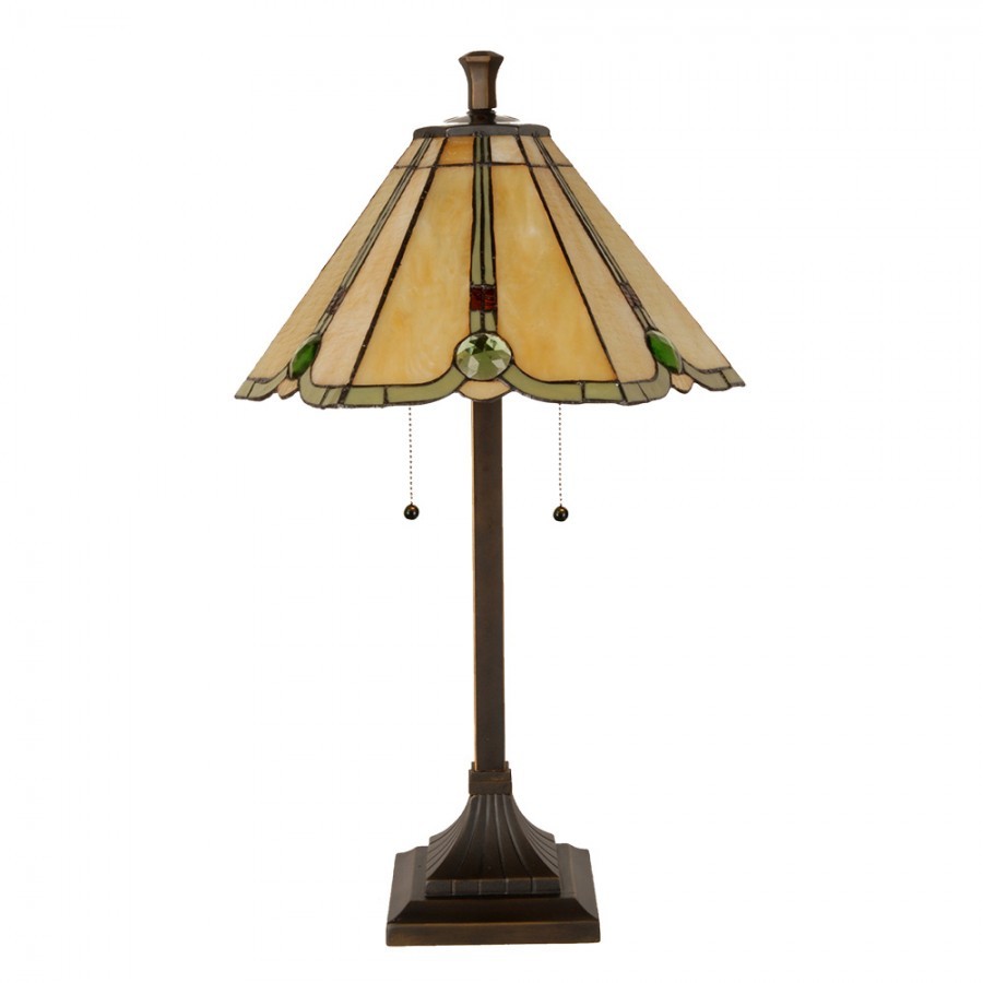 Béžovo-hnědá stolní lampa tiffany Jeannine - Ø 40*67 cm / E27/ 2*60W
