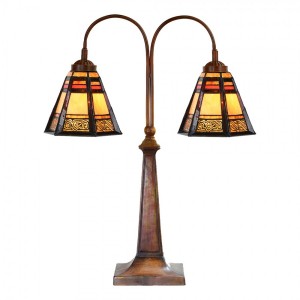 Béžovo-hnědá stolní lampa tiffany Bernadette - 48*19*64 cm E27/ 2*60W