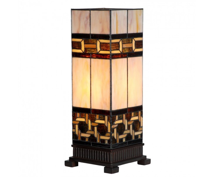 Béžovo-hnědá stolní tiffany lampa Laetitia II - 17*17*44 cm E27/ma* 1*40W Clayre & Eef