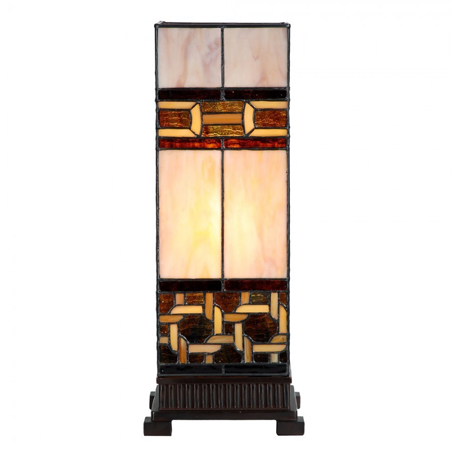 Béžovo-hnědá stolní tiffany lampa Laetitia II - 17*17*44 cm E27/ma* 1*40W
