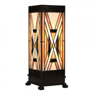 Béžovo-hnědá stolní tiffany lampa Laetitia I - 17*17*44 cm E27/ma* 1*40W