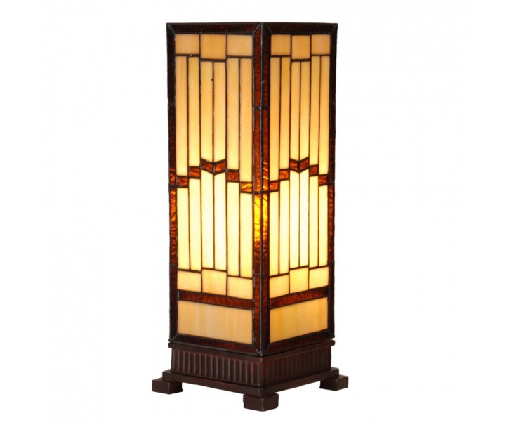 Béžovo-hnědá stolní tiffany lampa Laetitia - 17*17*44 cm E27/ma* 1*40W Clayre & Eef