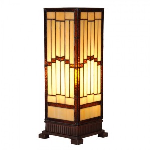 Béžovo-hnědá stolní tiffany lampa Laetitia - 17*17*44 cm E27/ma* 1*40W