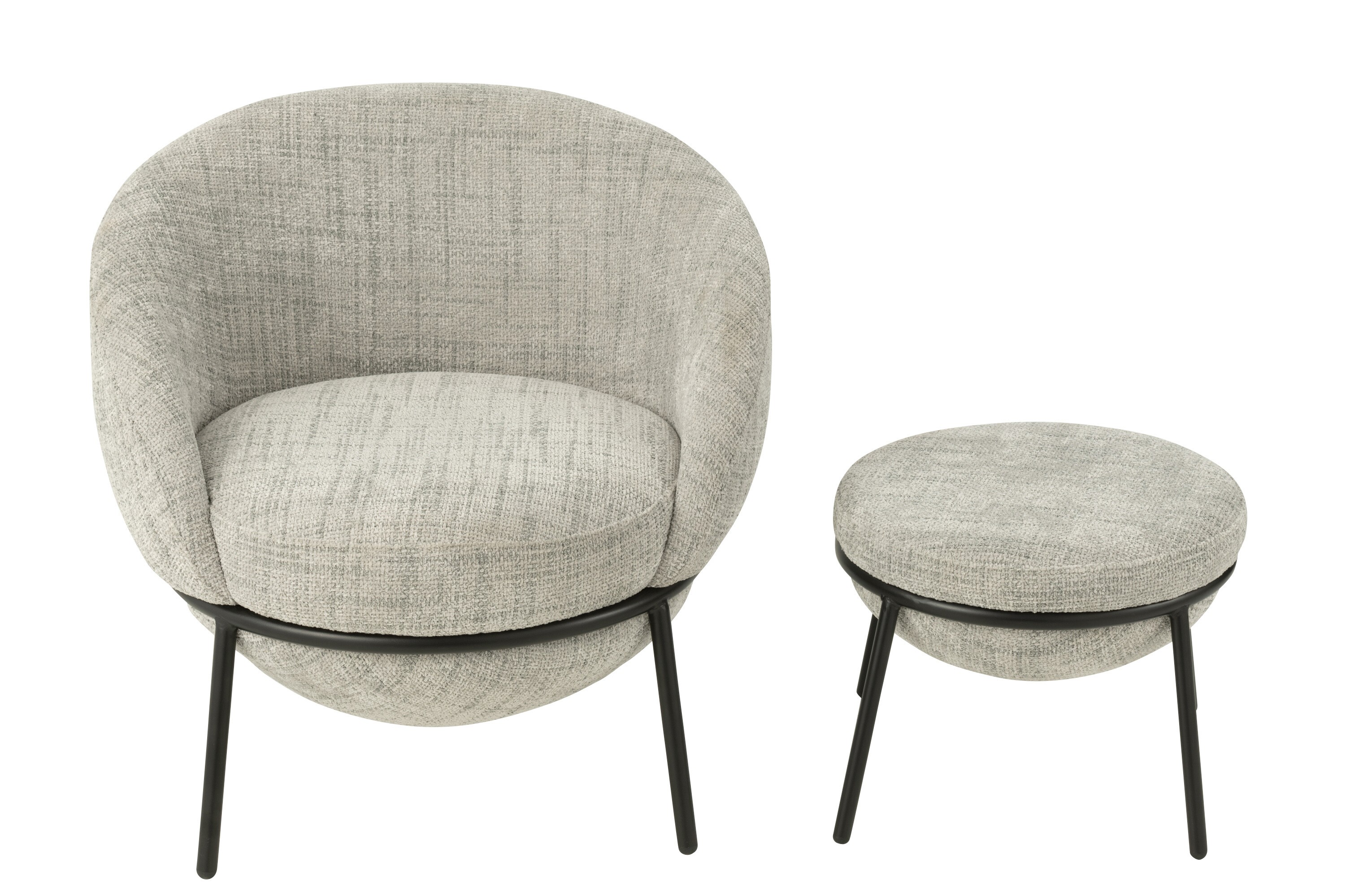 Světle šedé lounge křeslo s podnožkou Renon - 72*75*70 cm