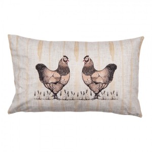 Béžový povlak na polštář se slepičkami Happy Easter - 30*50 cm