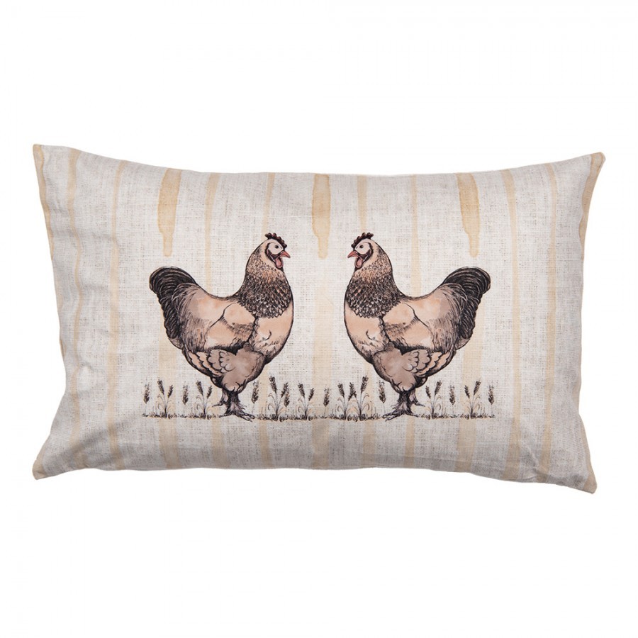 Béžový povlak na polštář se slepičkami Happy Easter - 30*50 cm