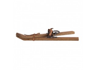 Hnědá antik dřevěná dekorace lyže Ski Vintage - 11*4*28 cm