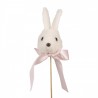 Dekorace zápich hlava králík s mašlí - 7*7*33 cm