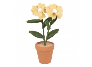Decoration Flower 8x8x26 Cm Yellow Textile On Plastic - 8*8*26 cm