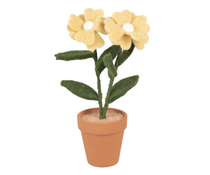 Decoration Flower 8x8x26 Cm Yellow Textile On Plastic - 8*8*26 cm Clayre & Eef