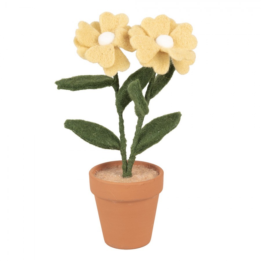Decoration Flower 8x8x26 Cm Yellow Textile On Plastic - 8*8*26 cm