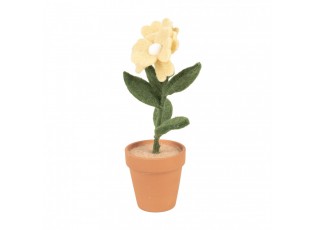 Decoration Flower 8x8x26 Cm Yellow Textile On Plastic - 8*8*26 cm