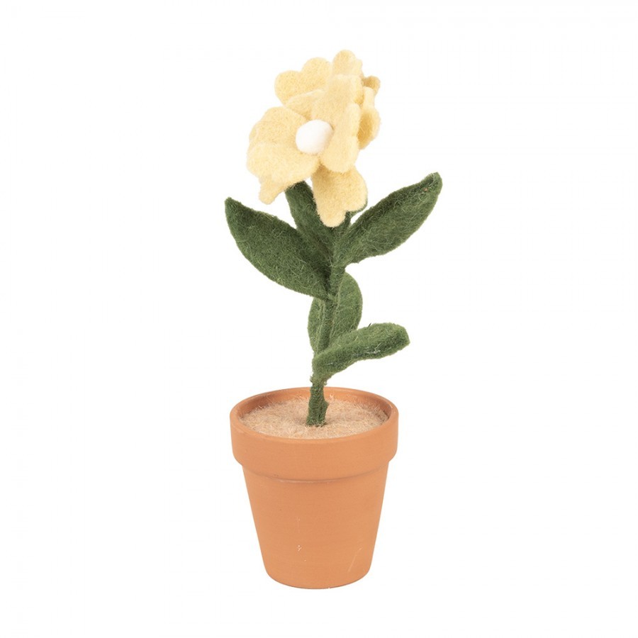 Decoration Flower 8x8x26 Cm Yellow Textile On Plastic - 8*8*26 cm