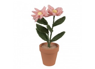 Decoration Flower 8x8x26 Cm Pink Textile On Plastic - 8*8*26 cm