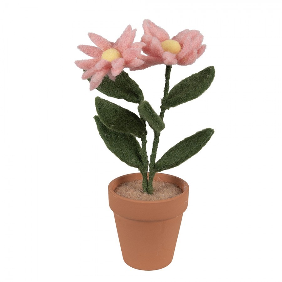 Decoration Flower 8x8x26 Cm Pink Textile On Plastic - 8*8*26 cm