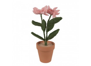 Decoration Flower 8x8x26 Cm Pink Textile On Plastic - 8*8*26 cm