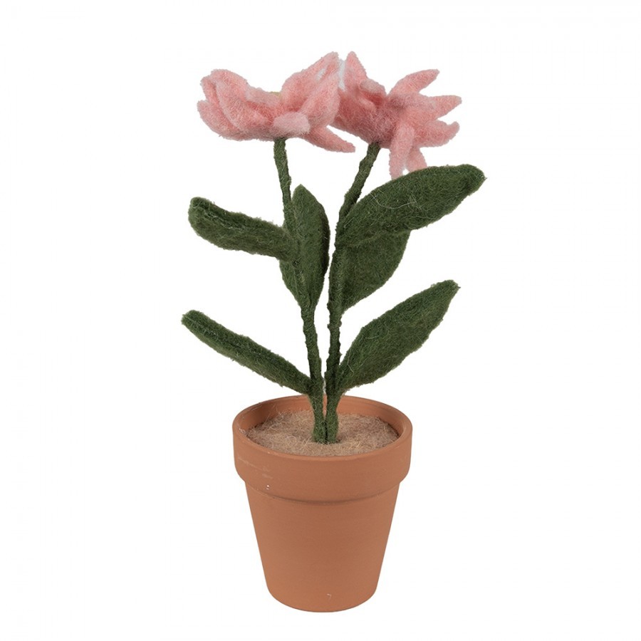 Decoration Flower 8x8x26 Cm Pink Textile On Plastic - 8*8*26 cm