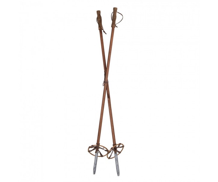 Hnědé antik dřevěné retro hole Ski Vintage - Ø 12*100 cm Clayre & Eef