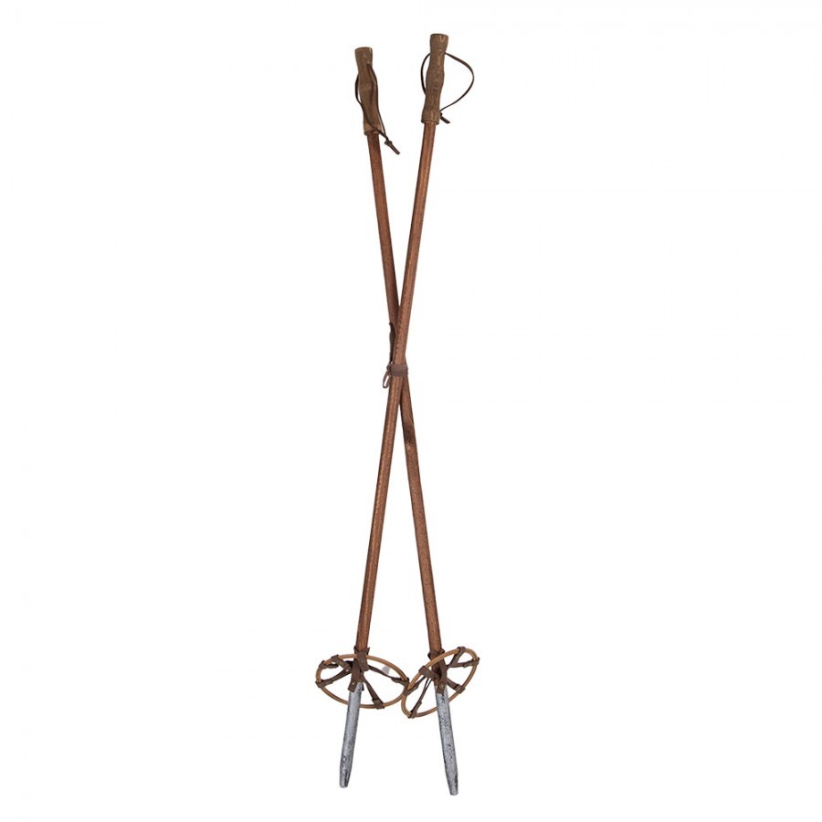 Hnědé antik dřevěné retro hole Ski Vintage - Ø 12*100 cm
