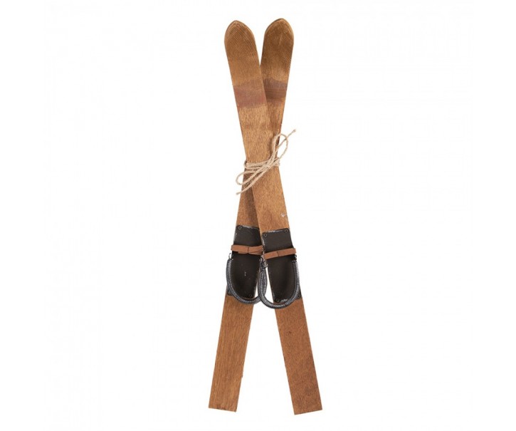 Hnědá dřevěná dekorace retro lyže Ski - 5*3*60 cm Clayre & Eef