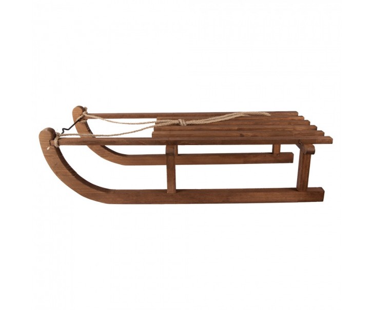 Hnědá antik dřevěná dekorace sáně Sledge Vintage - 80*37*20 cm Clayre & Eef