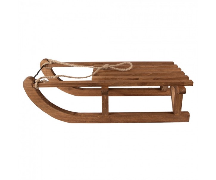 Hnědá antik dřevěná dekorace sáně Sledge Vintage - 62*31*20 cm Clayre & Eef